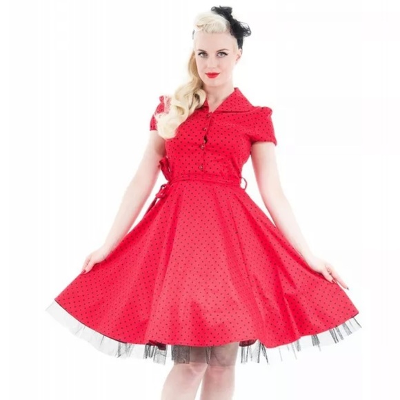 H&R Dresses & Skirts - H&R red & black polka dot vintage style dress 12